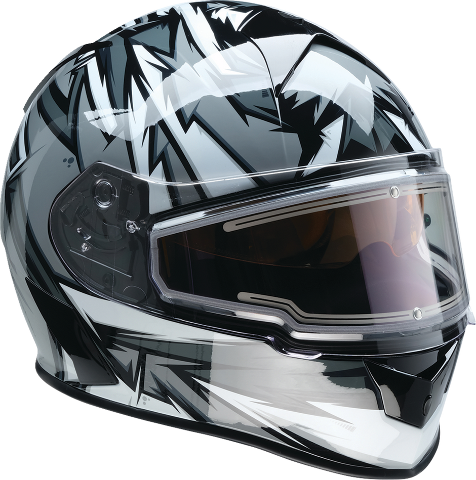 Z1R Warrant Snow Helmet in gray and white, full face adult snow helmet with visor, size XS, designed for winter sports.