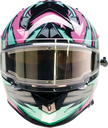 Z1R Warrant Snow Helmet in pink and teal, full face adult helmet with XS size, designed for winter snowboarding and skiing.