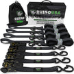 Rhino USA Medium Duty Ratchet Strap Tie-Down 4-Pack (Black)