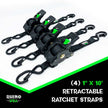 Rhino USA Retractable Ratchet Straps (4Pk 1Inx10Ft) (Blue)