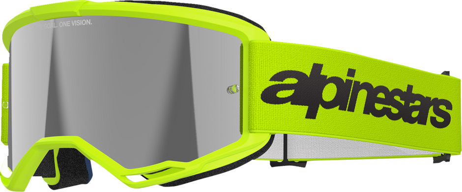ALPINESTARS GOGGLES Vision 3 Goggle - Wordmark - Yellow Fluo - Silver Mirror Lens 5103225-5299