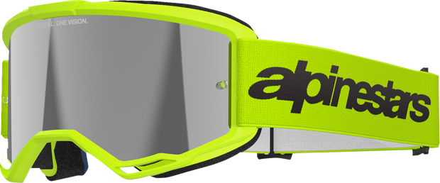 ALPINESTARS GOGGLES Vision 3 Goggle - Wordmark - Yellow Fluo - Silver Mirror Lens 5103225-5299