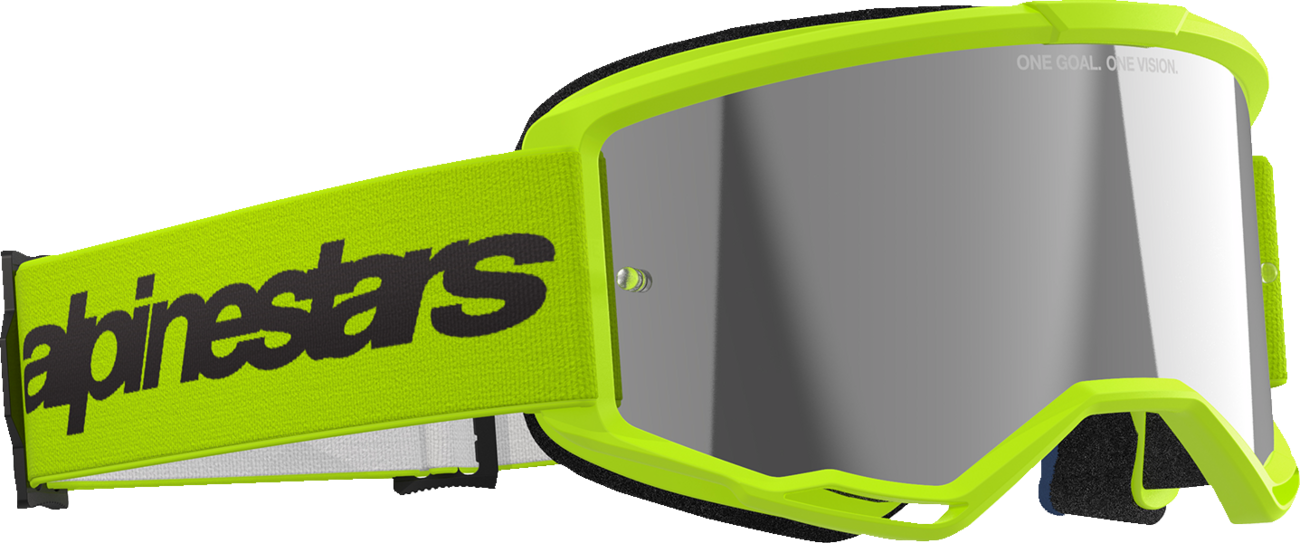 ALPINESTARS GOGGLES Vision 3 Goggle - Wordmark - Yellow Fluo - Silver Mirror Lens 5103225-5299