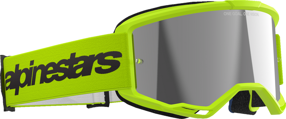 ALPINESTARS GOGGLES Vision 3 Goggle - Wordmark - Yellow Fluo - Silver Mirror Lens 5103225-5299