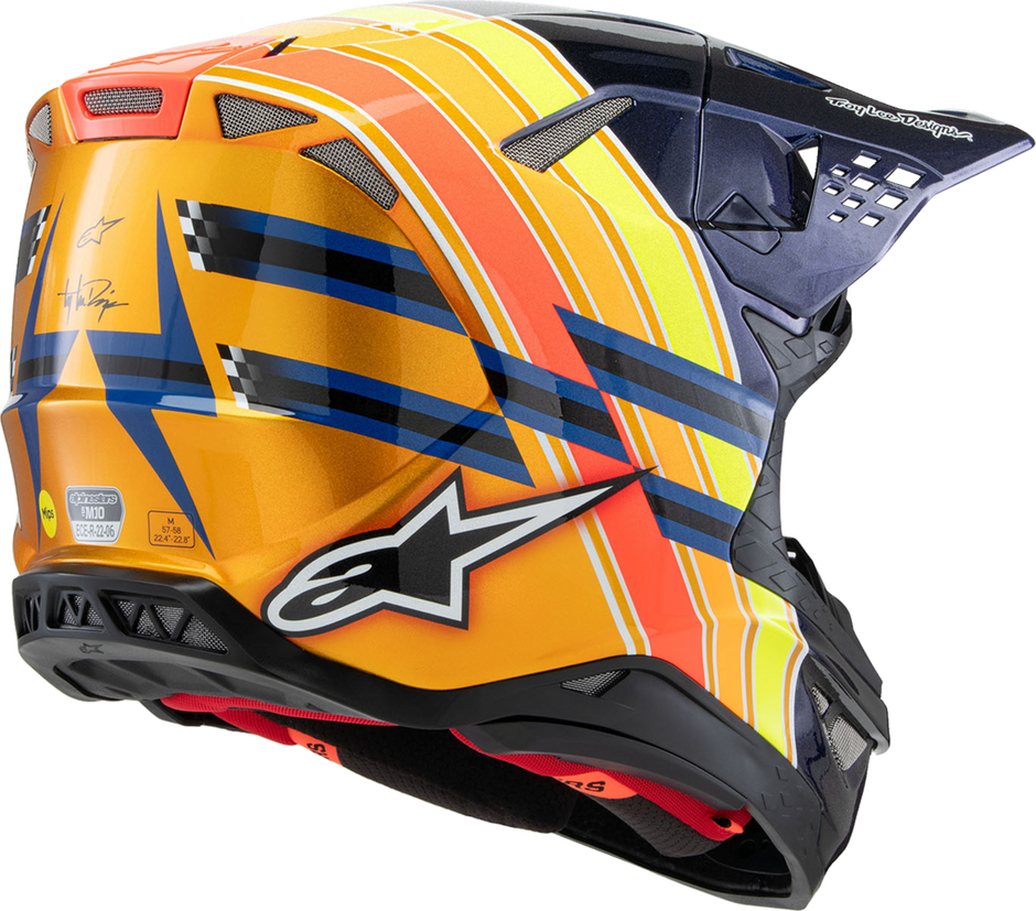 ALPINESTARS Supertech M10 Helmet - TLD Edition 25 - MIPS® - Gloss Dark Blue/Orange/Yellow/Fluo Red - XS 8300225-7156-XS