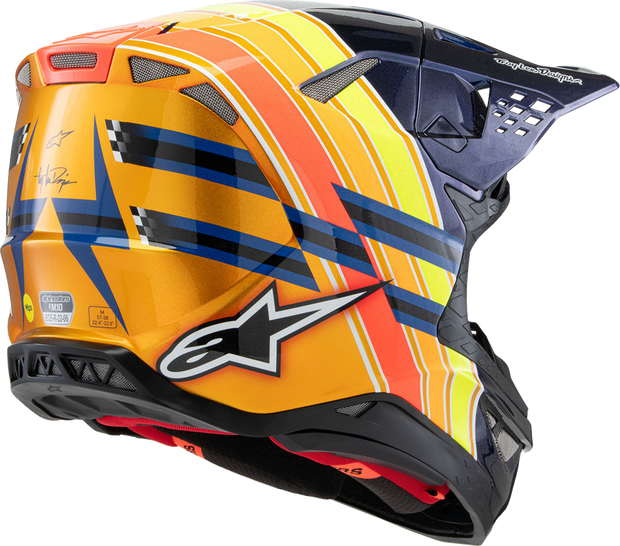 ALPINESTARS Supertech M10 Helmet - TLD Edition 25 - MIPS® - Gloss Dark Blue/Orange/Yellow/Fluo Red - XS 8300225-7156-XS