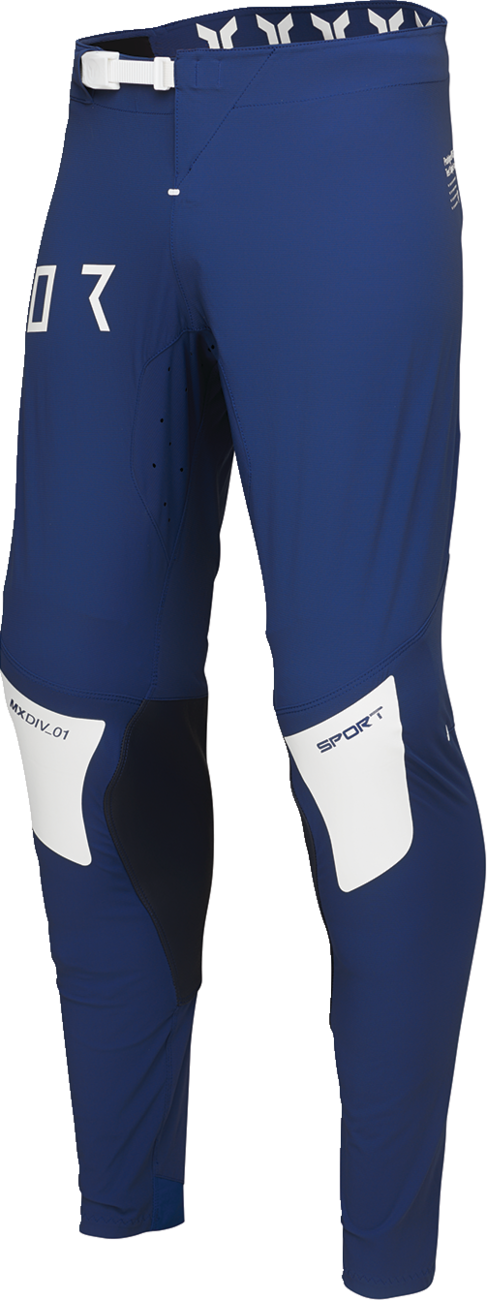 THOR Sportmode Strike Pants in navy color, offroad ATV apparel, US size 33, with reinforced knee and athletic fit.