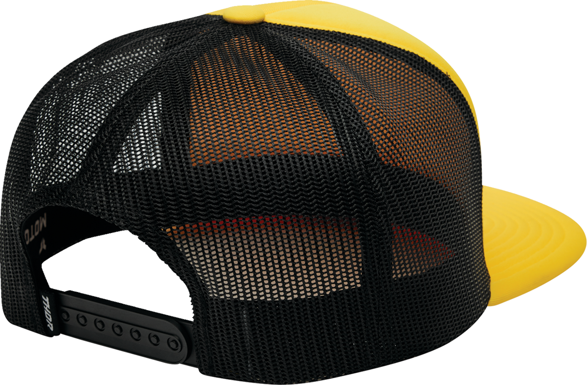 Yellow THOR Shadow Hat, stylish headwear with a curved brim and adjustable strap, designed for outdoor activities.