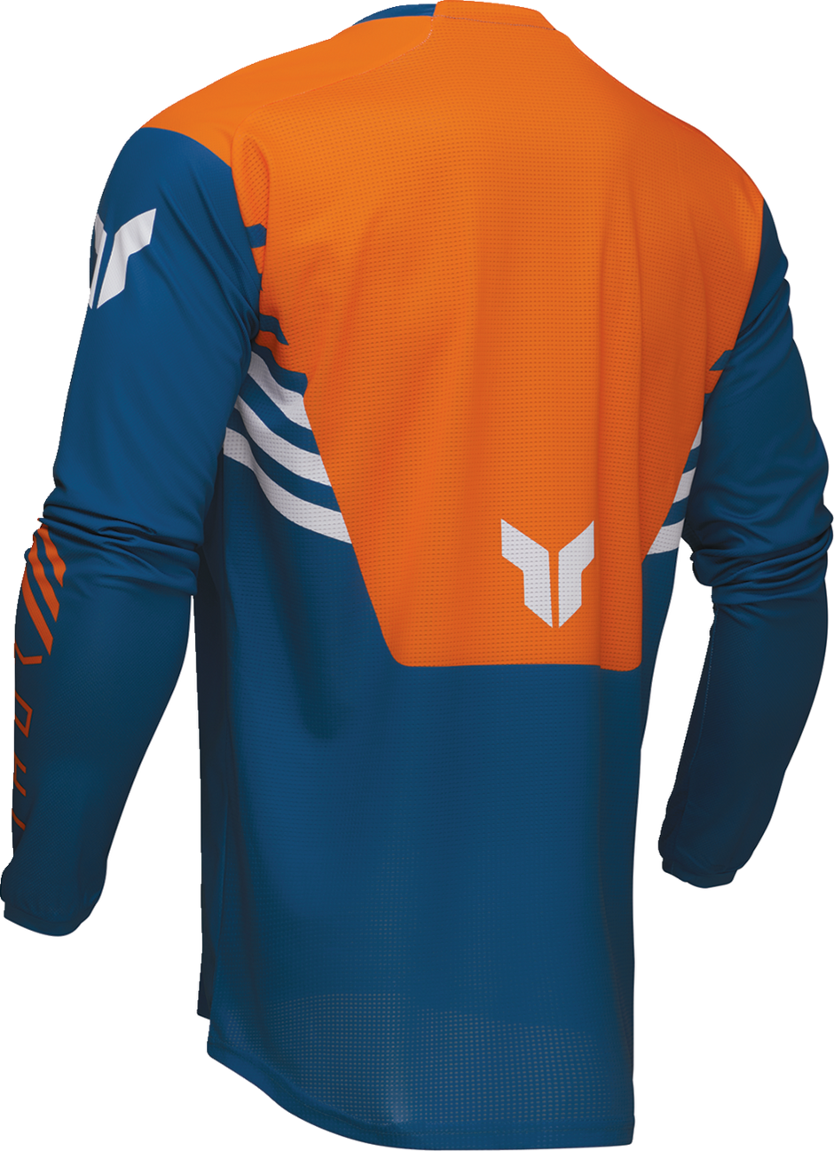Blue THOR Launchmode Zone ATV jersey, small size, offroad motocross apparel with breathable fabric and sporty design.