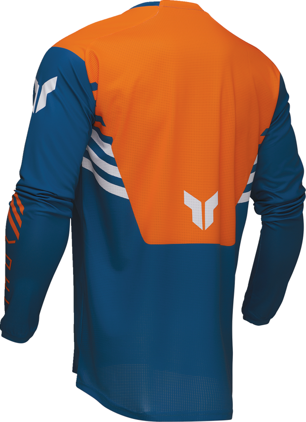 Blue THOR Launchmode Zone ATV jersey, small size, offroad motocross apparel with breathable fabric and sporty design.
