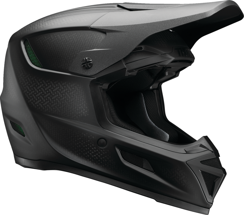 Black THOR Reflex Sport Carbon offroad full face helmet with MIPS® technology in XS size, featuring a sleek stealth design.
