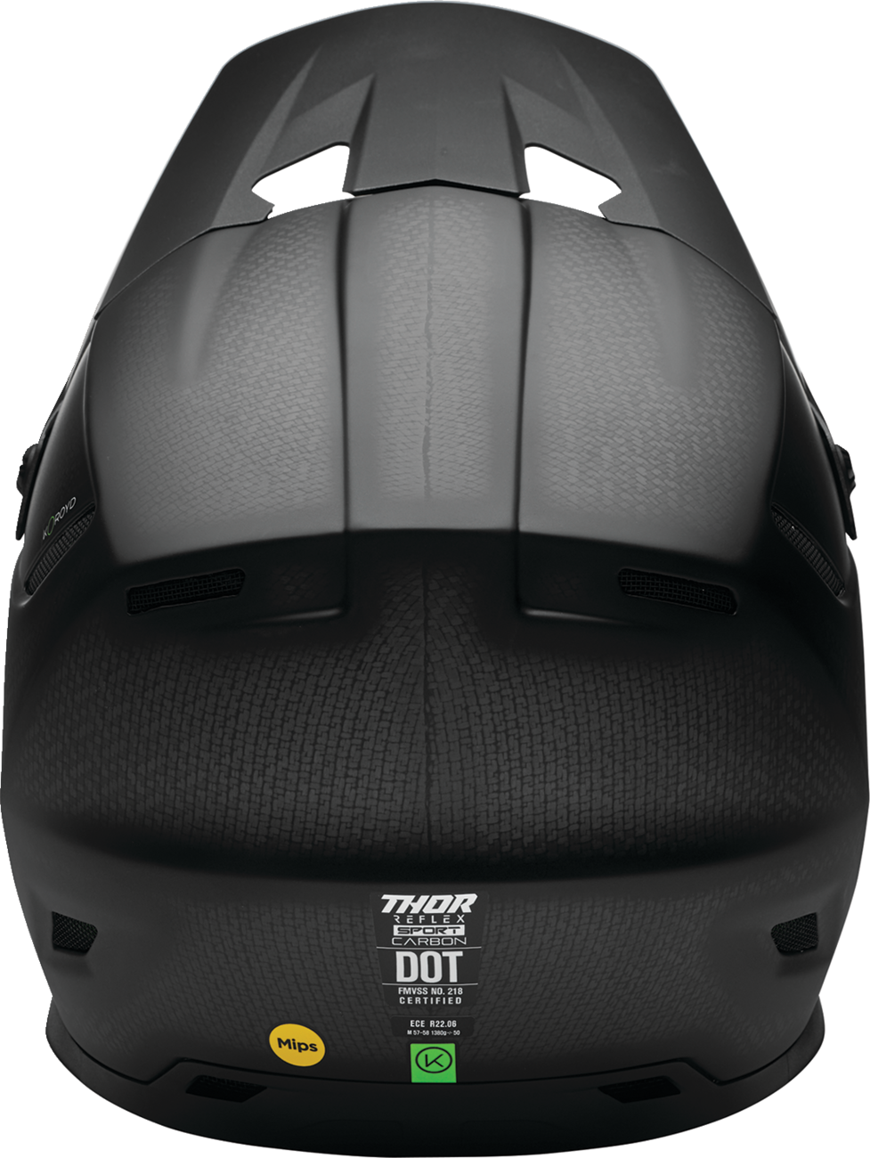 THOR Reflex Sport Carbon offroad full face helmet in black with MIPS®, stealth finish, size XS, featuring aerodynamic design and ventilation
