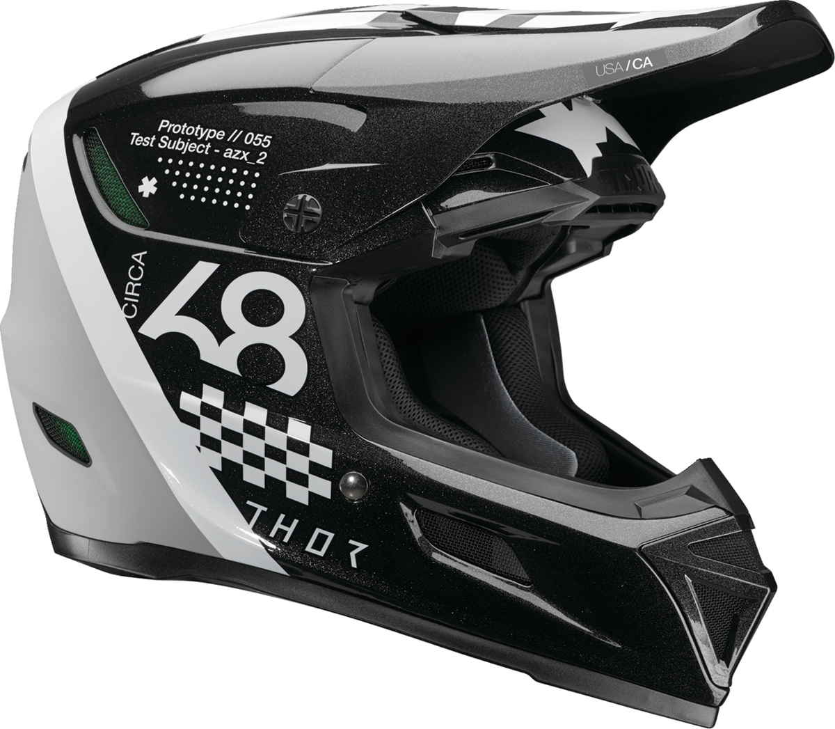 Black and white THOR Reflex Sport Riot MIPS offroad full face helmet for adults, size XL, featuring durable construction and safety features.