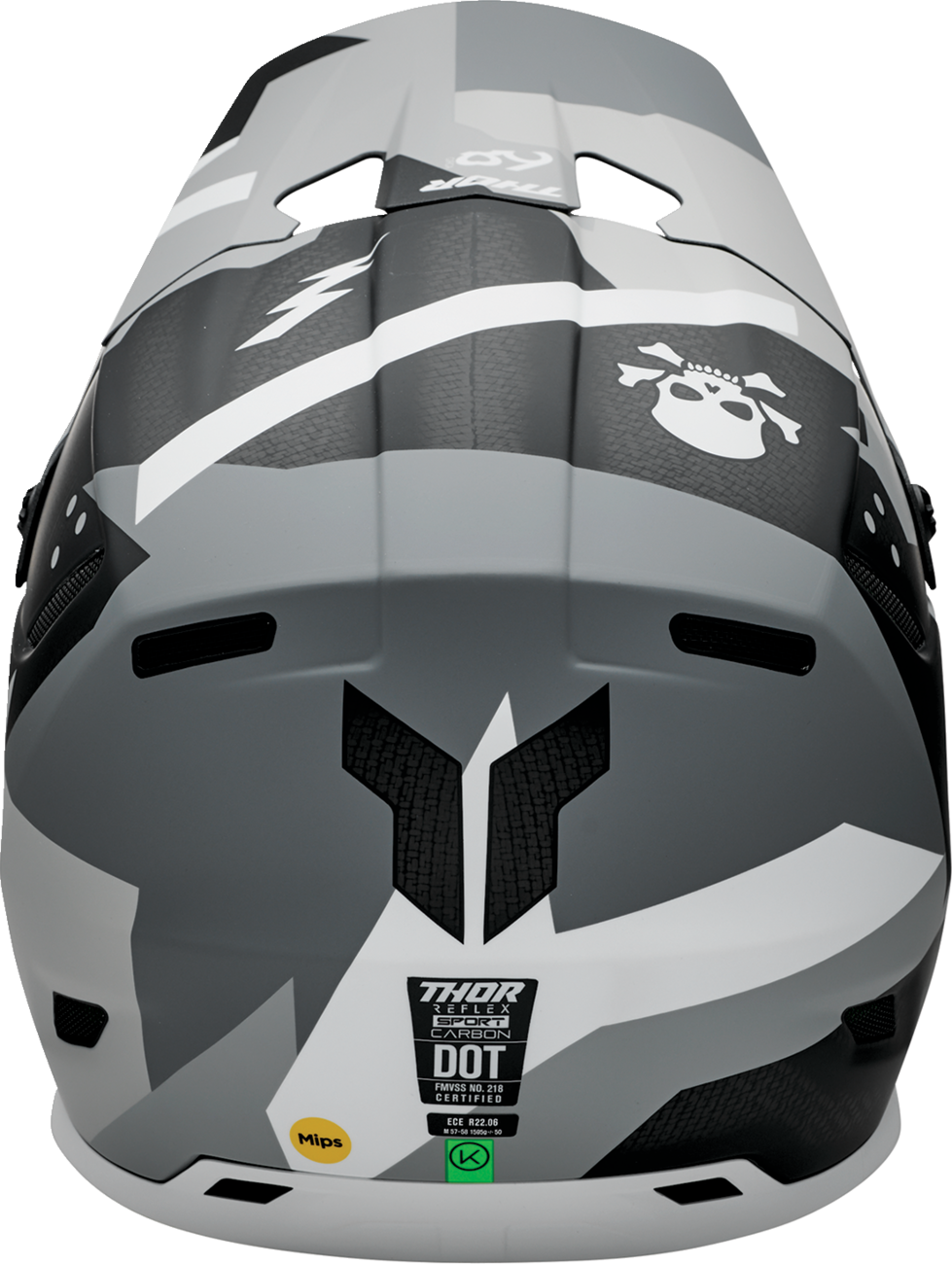THOR Reflex Sport Carbon Offroad Full Face Helmet in gray and white with MIPS® protection, medium size for adult riders