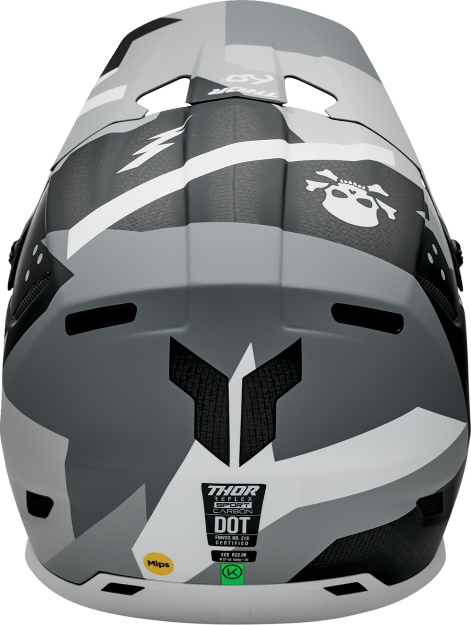 THOR Reflex Sport Carbon Offroad Full Face Helmet in gray and white with MIPS® protection, medium size for adult riders