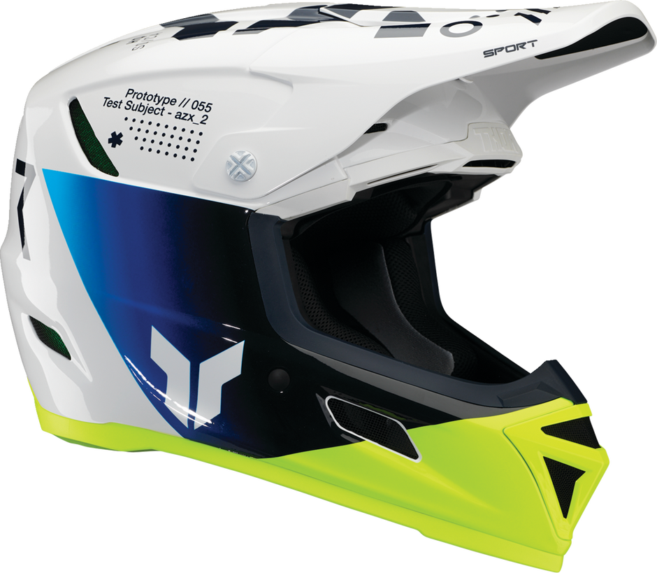 THOR Reflex Sport Offroad Full Face Helmet in navy and acid colors, MIPS® safety technology, XS size, adult motocross helmet