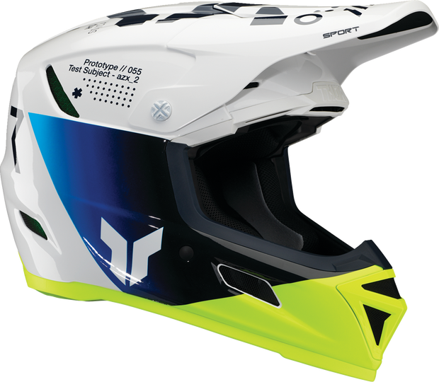 THOR Reflex Sport Offroad Full Face Helmet in navy and acid colors, MIPS® safety technology, XS size, adult motocross helmet