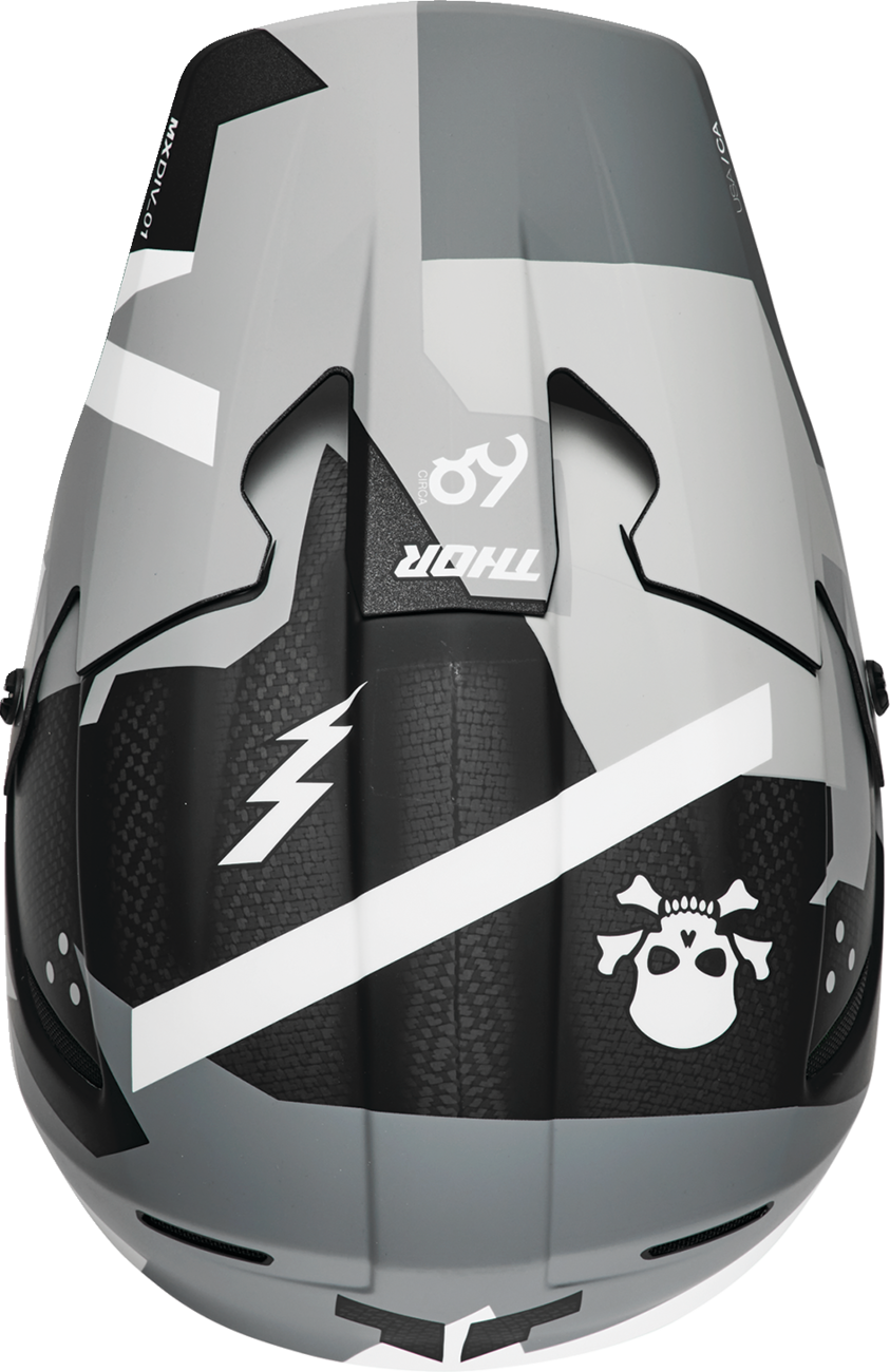 THOR Reflex Sport Carbon Offroad Full Face Helmet in gray and white with MIPS® protection, medium size for adult riders.