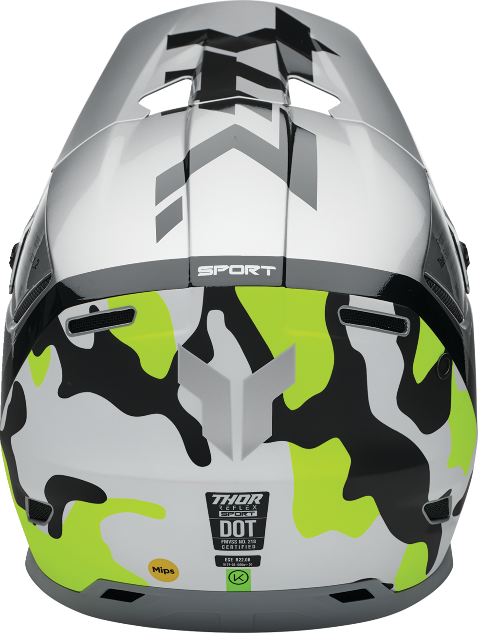 THOR Reflex Sport Riot MIPS offroad full face helmet in gray/acid with small size, designed for adult motocross or off-road riding.