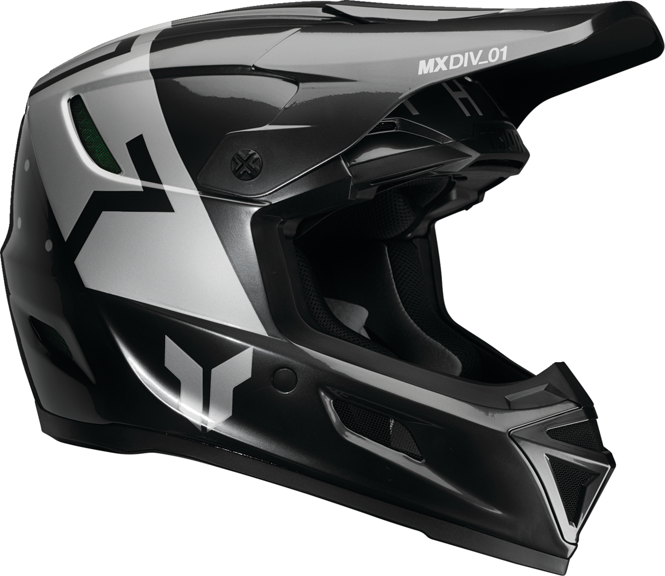 THOR Reflex Sport Rogue MIPS offroad full face adult helmet in charcoal and silver, XS size with sleek design and secure fit.