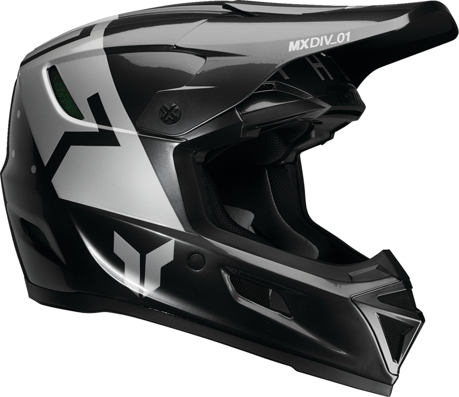 THOR Reflex Sport Rogue MIPS offroad full face adult helmet in charcoal and silver, XS size with sleek design and secure fit.