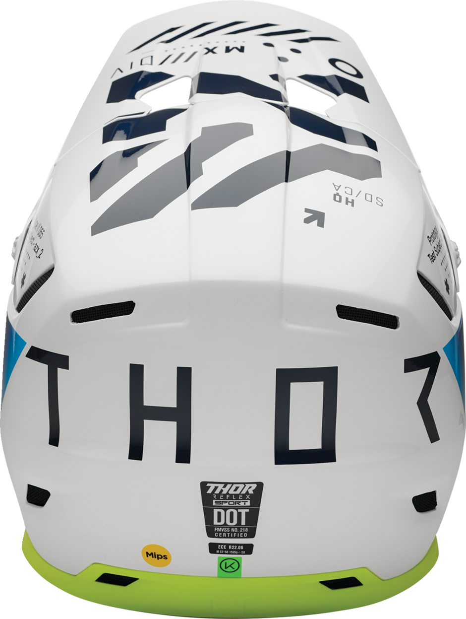 THOR Reflex Sport offroad full face helmet in navy and acid colors with MIPS® protection, XS size, designed for adult riders.