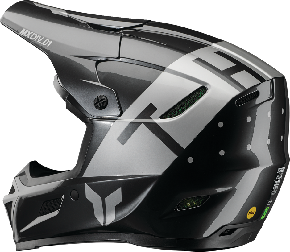 THOR Reflex Sport Rogue MIPS offroad full face helmet in charcoal and silver, adult size XS with sleek design and ventilation.
