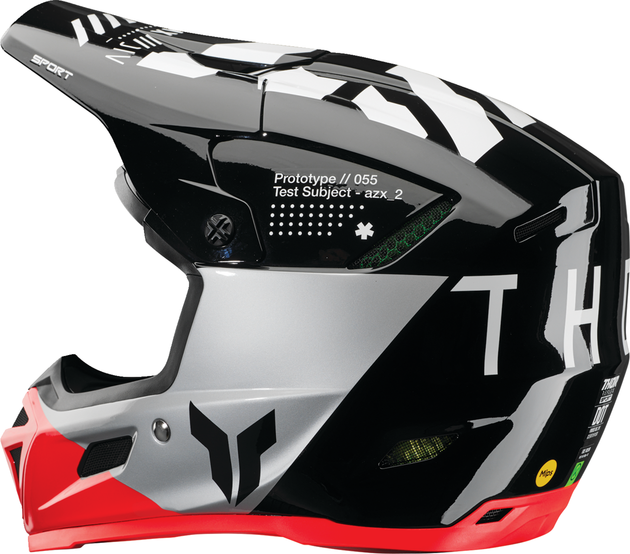 THOR Reflex Sport Offroad Full Face Helmet in black and red with MIPS® protection, size XL, designed for adult motocross riding.