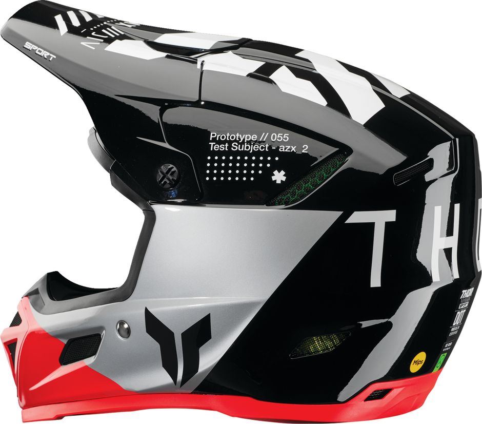 THOR Reflex Sport Offroad Full Face Helmet in black and red with MIPS® protection, size XL, designed for adult motocross riding.
