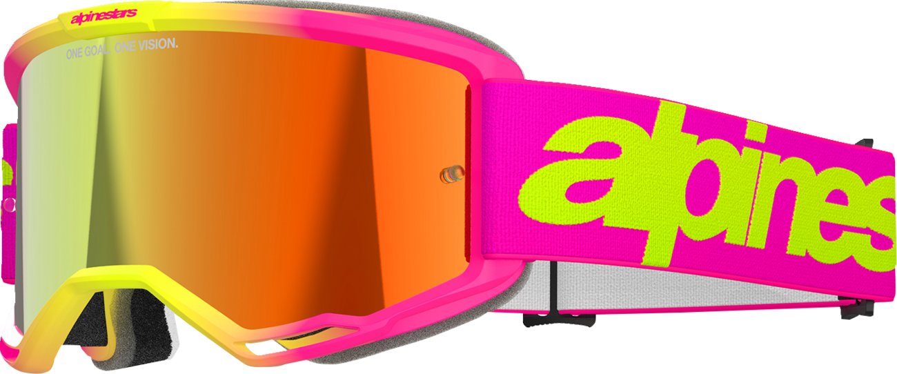 ALPINESTARS GOGGLES Vision 5 Goggle - Wordmark - Pink/Yellow Fluo - Red Mirror Lens 5102425-3085