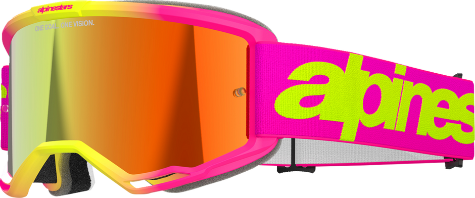 ALPINESTARS GOGGLES Vision 5 Goggle - Wordmark - Pink/Yellow Fluo - Red Mirror Lens 5102425-3085