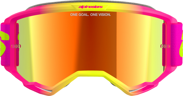 ALPINESTARS GOGGLES Vision 5 Goggle - Wordmark - Pink/Yellow Fluo - Red Mirror Lens 5102425-3085