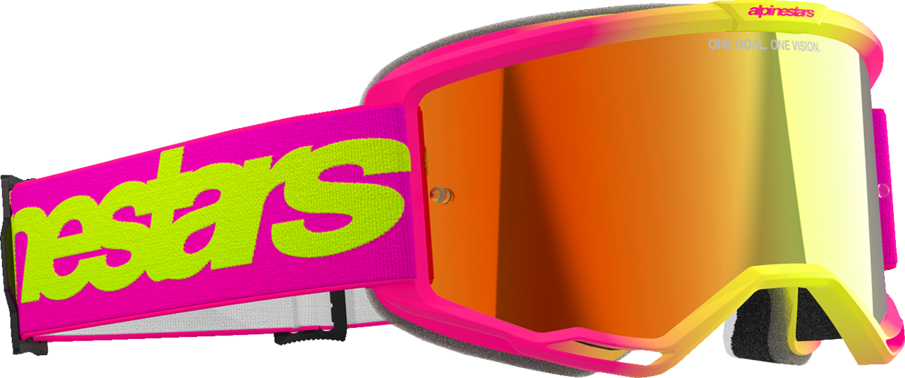 ALPINESTARS GOGGLES Vision 5 Goggle - Wordmark - Pink/Yellow Fluo - Red Mirror Lens 5102425-3085