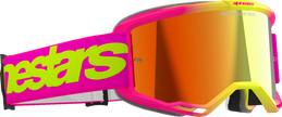 ALPINESTARS GOGGLES Vision 5 Goggle - Wordmark - Pink/Yellow Fluo - Red Mirror Lens 5102425-3085