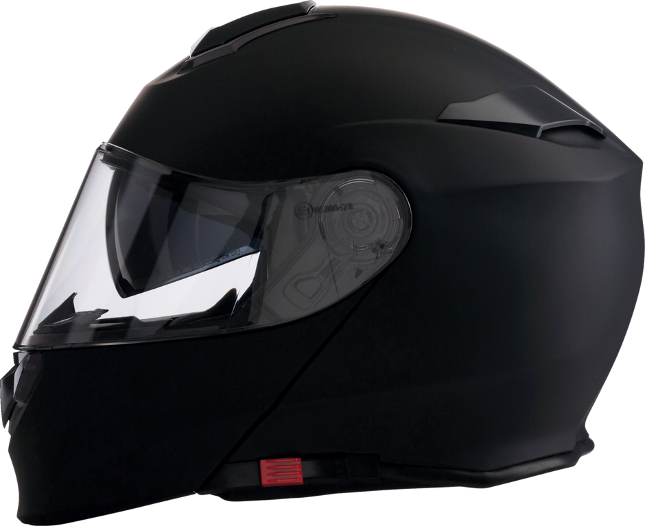 Z1R Solaris 2.0 modular street helmet in flat black, large size, with full face and flip-up design, shown from front angle.