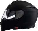 Z1R Solaris 2.0 modular street helmet in flat black, large size, with full face and flip-up design, shown from front angle.