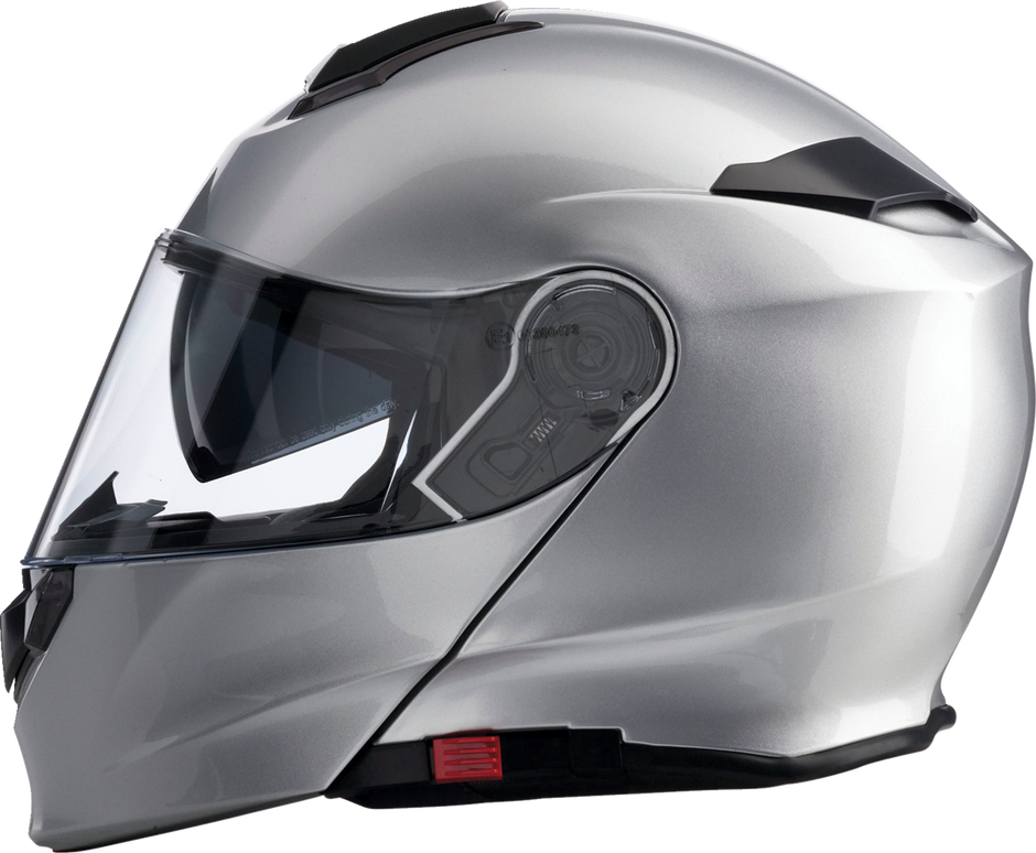 Z1R Solaris 2.0 modular street helmet in solid silver, XS size, with full face and flip-up design, shown from front angle.
