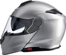 Z1R Solaris 2.0 modular street helmet in solid silver, XS size, with full face and flip-up design, shown from front angle.