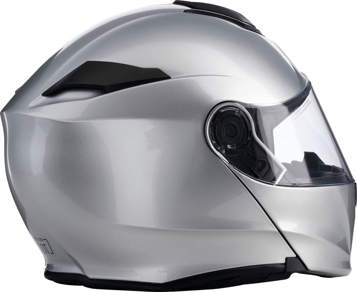 Z1R Solaris 2.0 solid silver street full face modular helmet, XS size, showing the helmet's sleek design and matte finish.