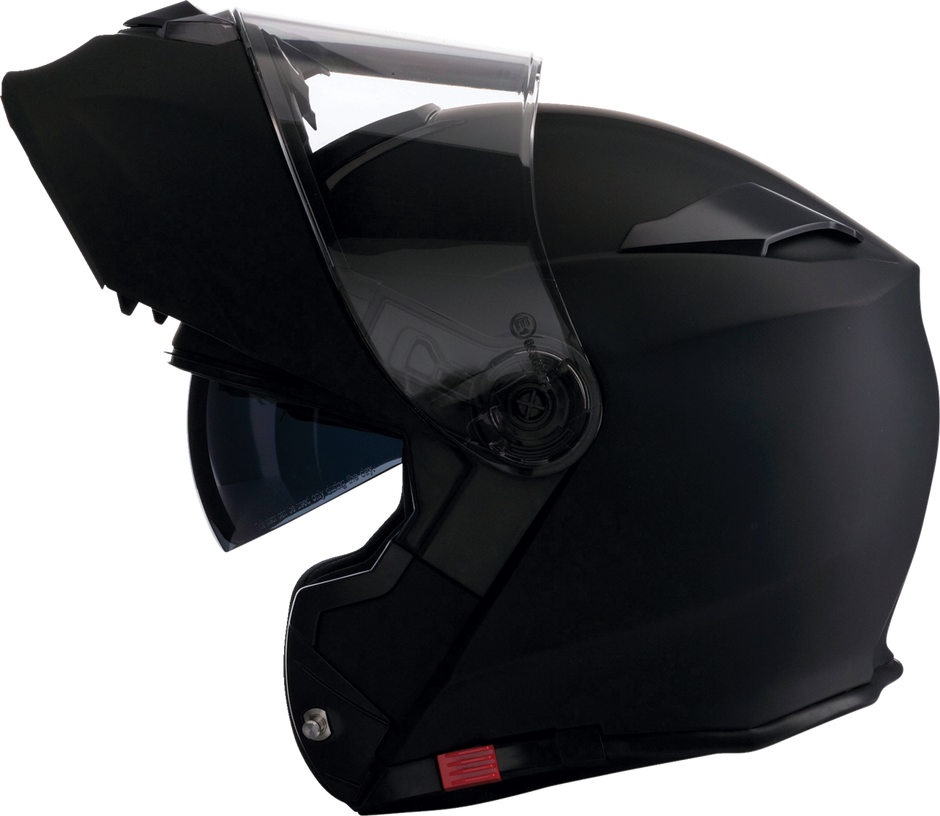 Z1R Solaris 2.0 solid flat black street full face modular helmet, large size, with open and closed face features.