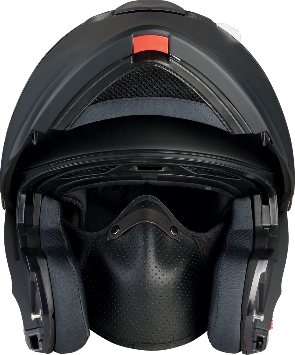 Z1R Solaris 2.0 solid flat black street full face modular helmet, large size, with sleek design and ventilation features.