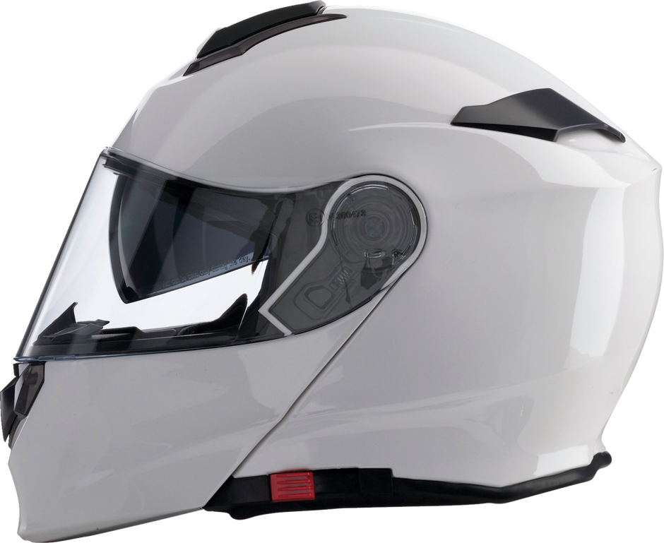 Z1R Solaris 2.0 solid white street full face modular helmet, size XL, featuring a sleek design and secure chin strap.