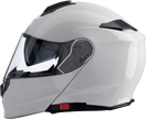 Z1R Solaris 2.0 solid white street full face modular helmet, size XL, featuring a sleek design and secure chin strap.