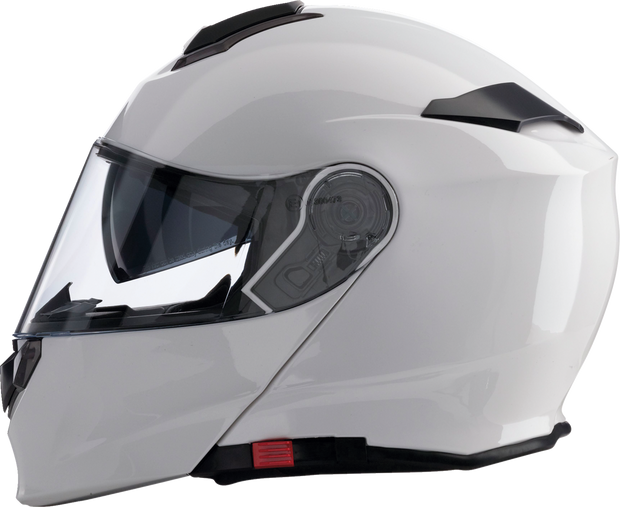 Z1R Solaris 2.0 solid white street full face modular helmet, size XL, featuring a sleek design and secure chin strap.