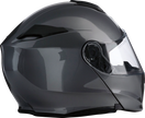 Z1R Solaris 2.0 solid dark silver street full face modular helmet with clear visor and XS size, showing sleek helmet design.