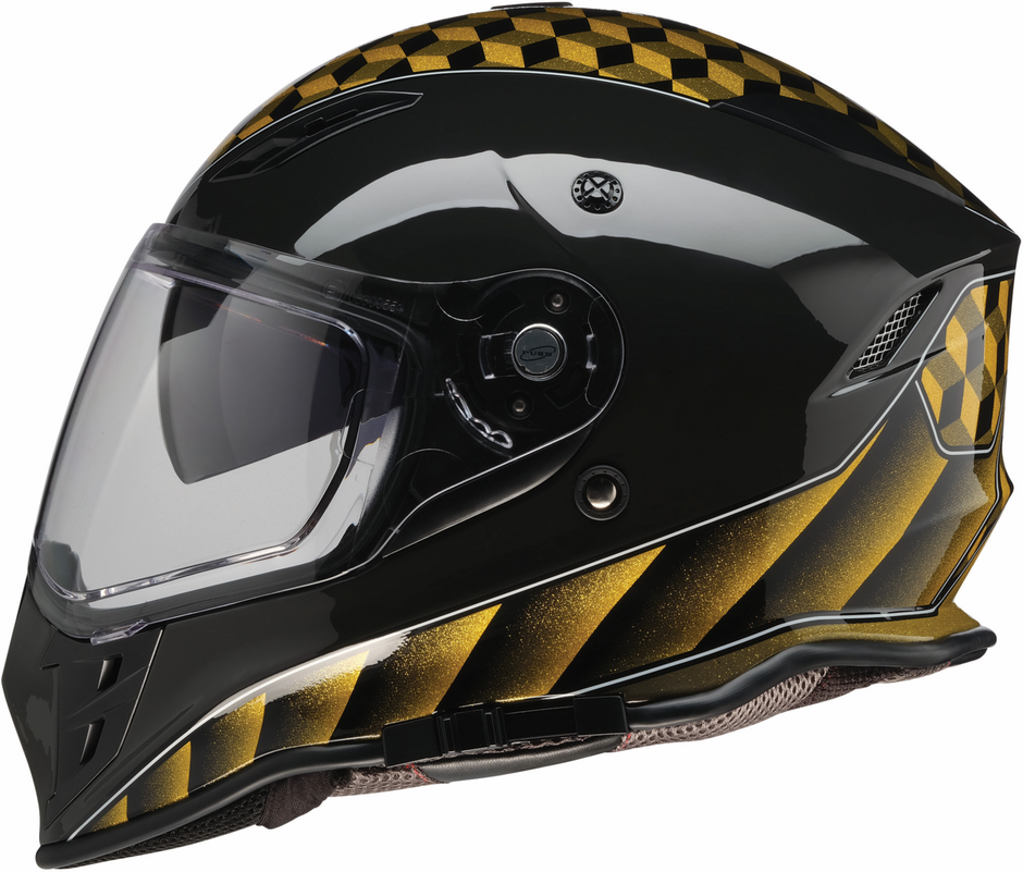 Yellow Z1R Nemesis Thunderbird street full face helmet in XS size, featuring a sleek design and aerodynamic safety features.