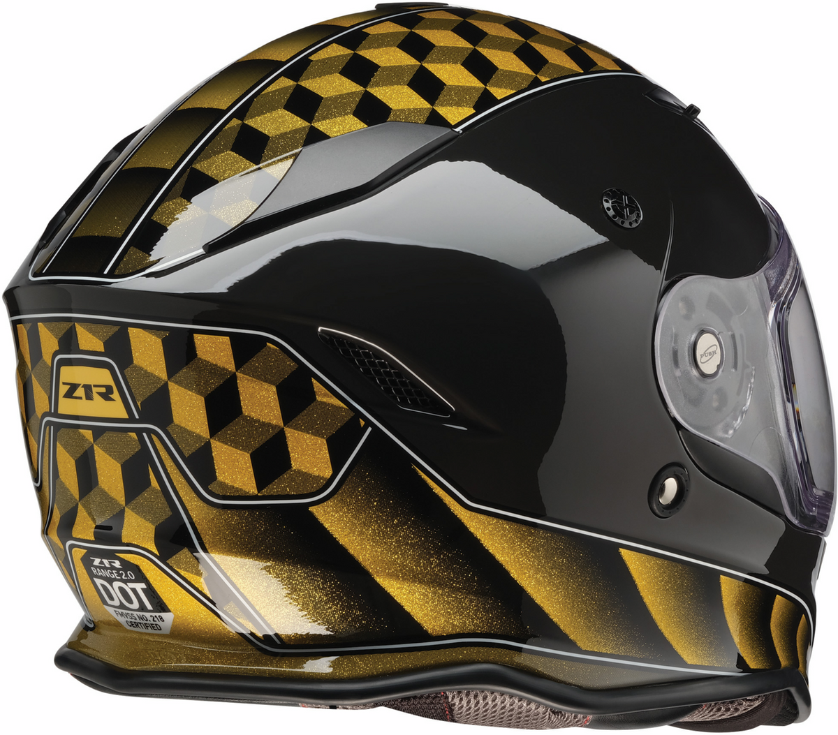 Z1R Nemesis Thunderbird yellow street full face adult helmet, XS size, with aerodynamic design and secure strap.