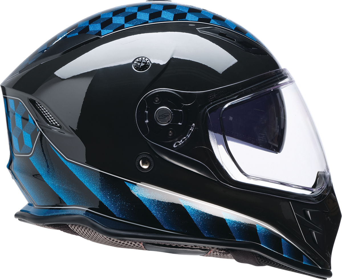 Z1R Nemesis Thunderbird blue street full face adult motorcycle helmet, XS size, with aerodynamic design and clear visor.