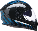Z1R Nemesis Thunderbird blue street full face adult motorcycle helmet, XS size, with aerodynamic design and clear visor.