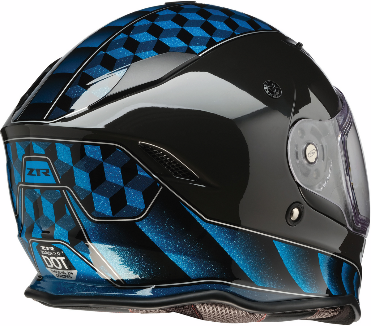 Blue Z1R Nemesis Thunderbird street full-face helmet in XS size, featuring aerodynamic design and clear visor.